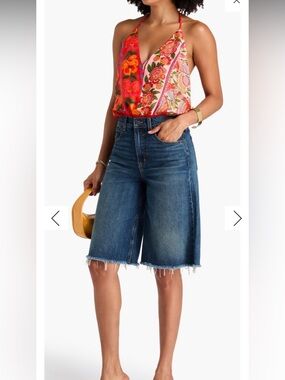 NWT Farm Rio Mixed Print Halter Bodysuit Size M